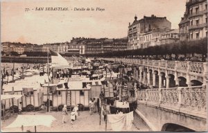 Spain San Sebastian Detalle de la Playa Vintage Postcard C171