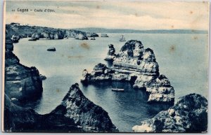 Lagos - Costa d' Oiro Portugal Big Rocks Ocean View Antique Postcard