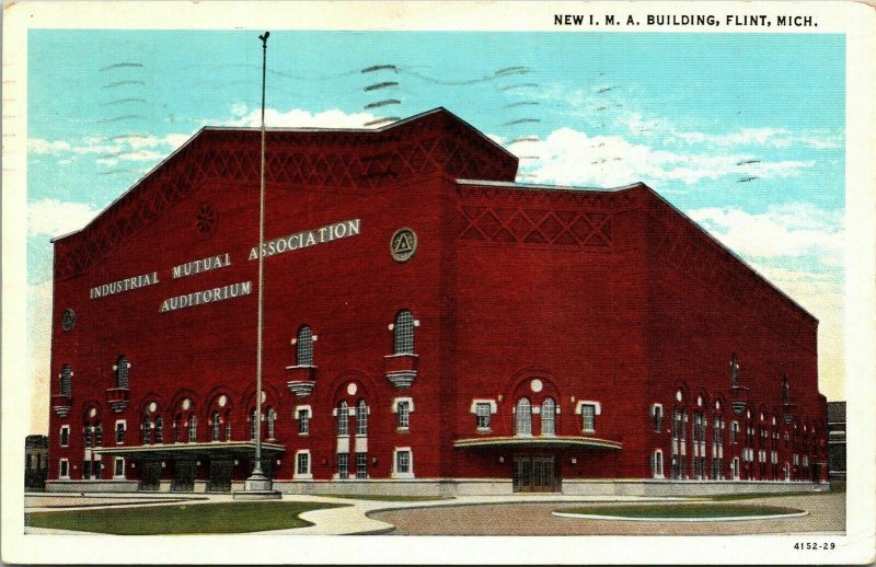 New IMA Building Flint Michigan MI VTG Postcard WB PM Clean Cancel WOB Note 1939 