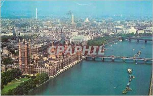 Postcard Modern London Aerial View of the River Thames and Houses of Parliame...