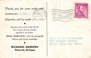 Plainwell Michigan Richards Gardens, Order Confirmation Card, Chrome PC U9742
