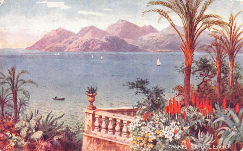 CANNES FRANCE VUE de L'ESTEREL RAPHAEL TUCK ARTIST DRAWN POSTCARD