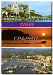 Postcard Modern Calvi Citadel Sunset Port