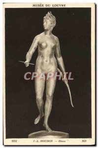 Old Postcard Houdon Diane Musee du Louvre Paris Hunting Bow