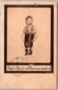1909 Such Stuff as Men Are Made of, Portrait of A Scary Child, Vintage Postcard