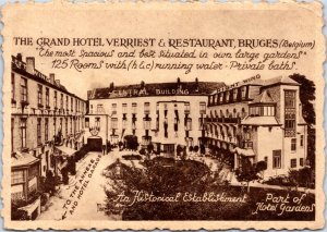 Postcard Belgium Bruges The Grand Hotel Verriest and Restaurant