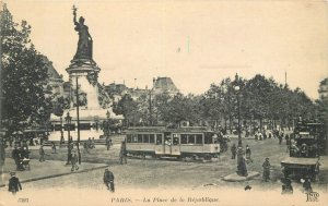 1940s Paris France Trolley La Place de la Republique #3393 Postcard 22-11203