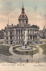 PEORIA IL~COURT HOUSE + FOLD OUT STRIP-GLEN OAK PARK-BRADLEY PARK-1900s POSTCARD