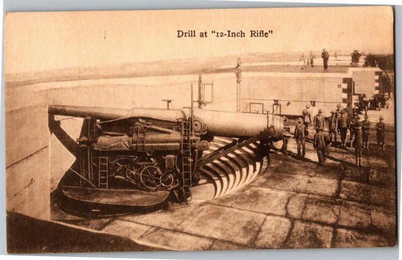 Drill at 12 Inch Rifle Vintage Postcard P01