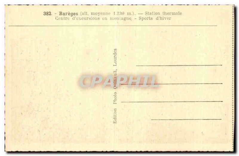 Old Postcard Bareges Spa Center & # Mountain 39excursions