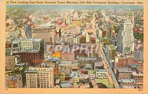 Postcard Old Ohio View Looking East From Terminal Tower Showing Ohio Bell Tel...