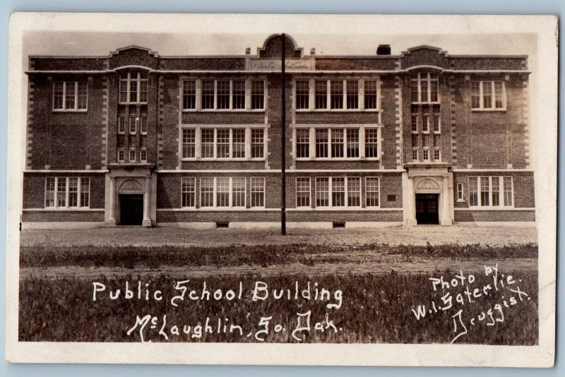 McLaughlin South Dakota SD Postcard RPPC Photo Public School Building c1910's