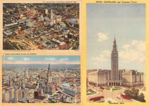 OH, Ohio  HOTEL CLEVELAND & CLEVELAND BIRD'S EYE & AERIAL VIEWS  *3* Postcards