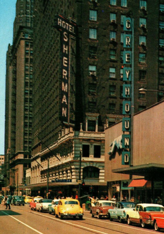 1960 Hotel Sherman Chicago Illinois Greyhound Bus Vintage Standard View Postcard 