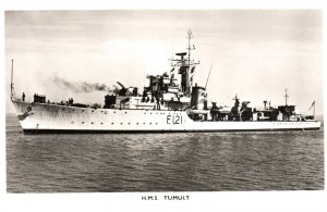 RPPC Photo British Royal Navy HMS Tumult F121 Destroyer War