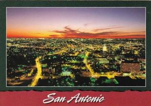Texas San Antonio Aerial View By Night