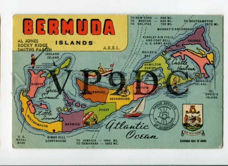 3091801 Bermuda Island VP9DC RADIO CARD & MAP Old PC