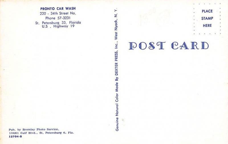 St Petersburg FL Pronto Car Wash Duo View Postcard