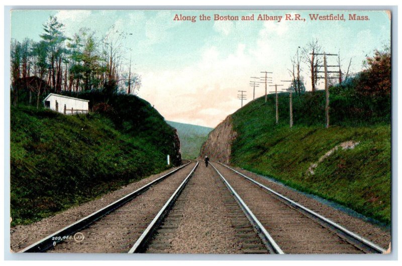 Along The Boston And Albany R.R. Railroad Westfield Massachusetts MA Postcard