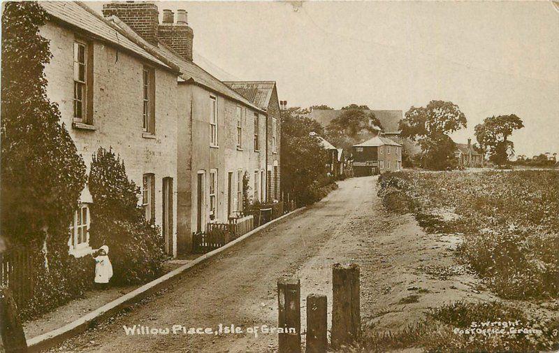 C-1910 Kent UK Willow Place Isle of Grain Wright RPPC real photo postcard 6769