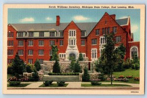Lansing Michigan MI Postcard Sarah Williams Dormitory State College View c1940's