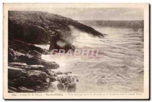 Old Postcard Saint Gildas Rhuys island Presqu Charnial and Goacherux under th...