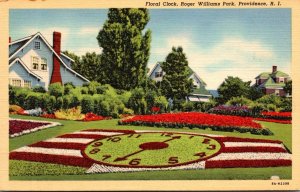 Rhode Island Providence Roger Williams Park Floral Clock 1941 Curteich