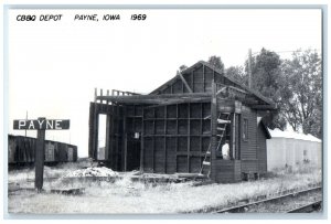 c1969 CB&Q Depot Payne Iowa IA Railroad Train Depot Station RPPC Photo Postcard