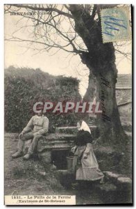 Old Postcard Folklore The well of the farm surroundings St Brieuc