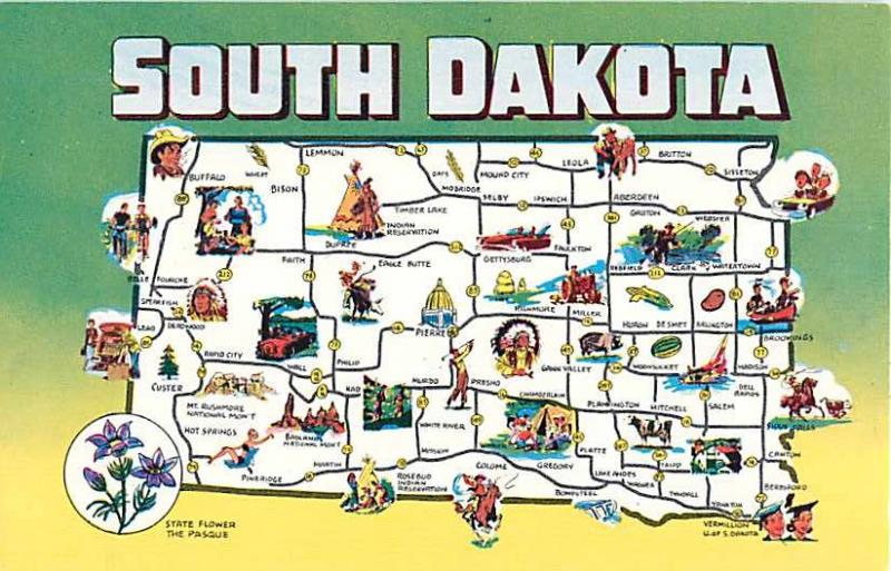 Large Letters South Dakota SD Chrome Map