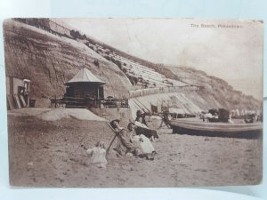 Family on The Beach Pokesdown Dorset Vintage Postcard 1915