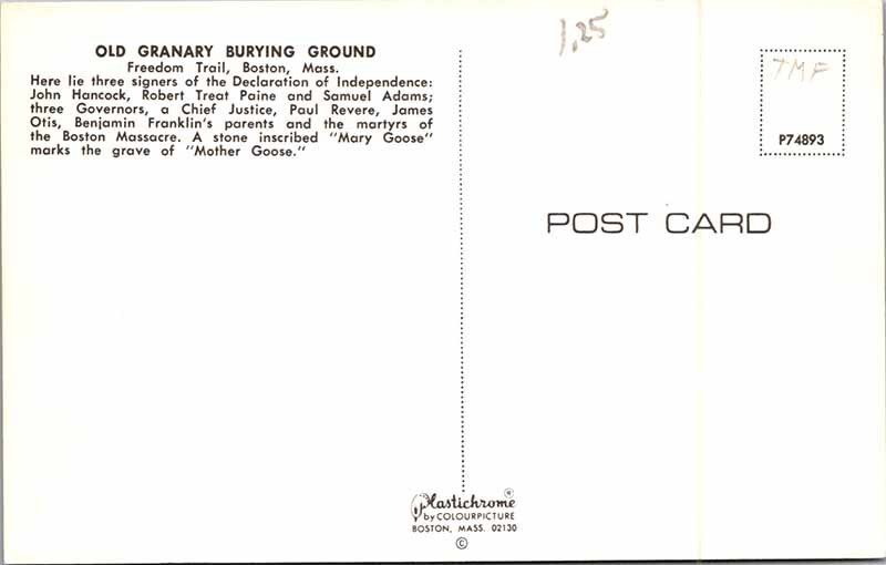 Postcard CEMETERY SCENE Boston Massachusetts MA AM8313