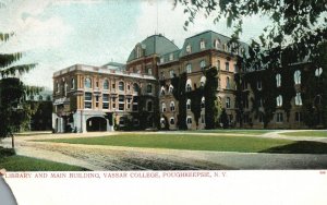 Vintage Postcard 1900's Library And Main Building Vassar College Poughkeepsie NY