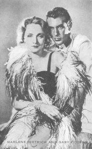 ACTORS MARLENE DIETRICH & GARY COOPER POSTCARD (c. 1930s)