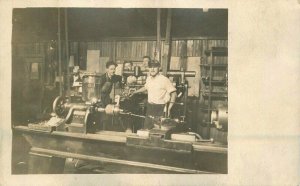 C-1910 Metal Shop Class Students Machine interior Postcard 21-4974