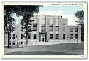 1946 Front View Bremer County Court House Building Waverly Iowa Antique Postcard