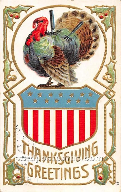 Thanksgiving Greeting 1908 light postal marking on front
