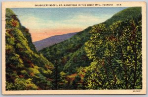 Vtg Green Mountains Vermont VT Smugglers Notch Mt Mansfield 1930s View Postcard