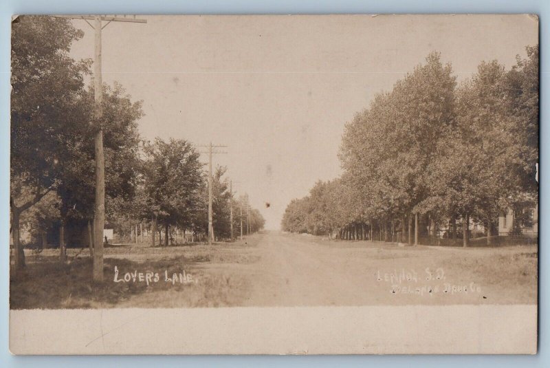 Lennox South Dakota SD Postcard RPPC Photo Lover's Lane Dirt Road c1910s Antique