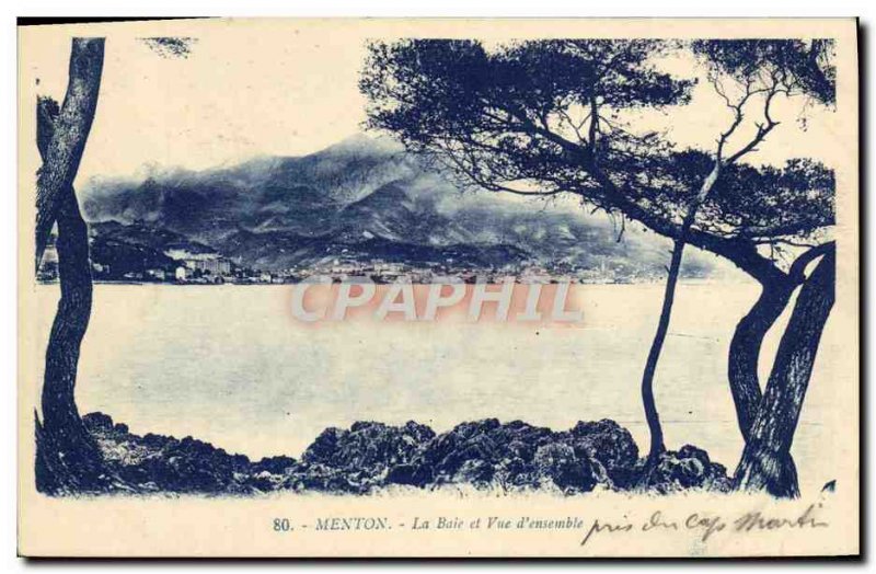 Old Postcard Menton Bay View and D & # 39ensemble