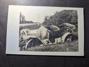 Mint Germany Military Car Automobile Crashed RPPC Postcard