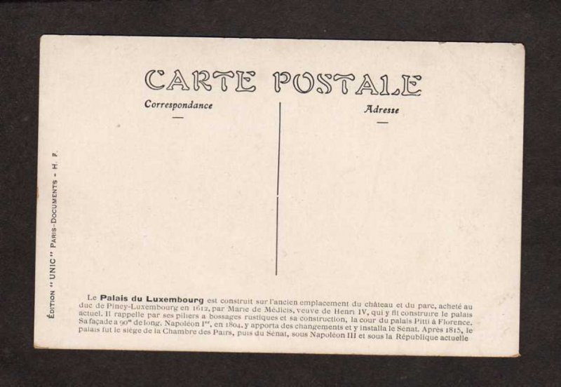 France Le Palais du Luxembourg Palace Paris France Carte Postale Postcard Europe