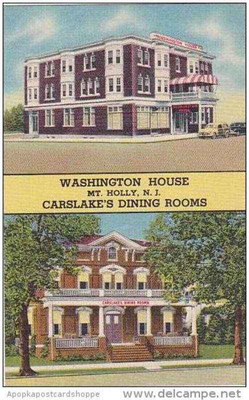 New Jersey Mt Holly Washington House &  Carslake's Dining Rooms