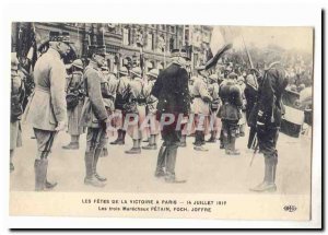 The celebrations of victory in Paris July 14, 1919 Old Postcard Three marechu...