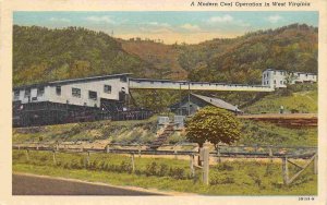 Coal Mine Mining Operation West Virginia 1951 linen postcard