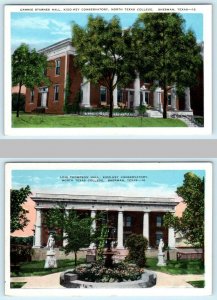 2 Postcards SHERMAN, TX  North Texas College LOIS THOMPSON & STARNES HALLS 1920s
