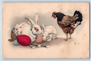 Milwaukee Wisconsin WI Postcard Easter Eggs Rabbit Bunnies Chicken Hen 1909
