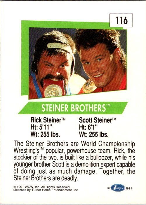 1991 WCW Wrestling Card Steiner Brothers sk21141