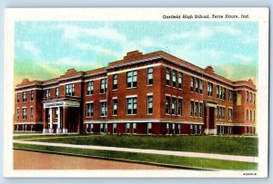 Terre Haute Indiana Postcard Garfield High School Exterior Building 1940 Antique