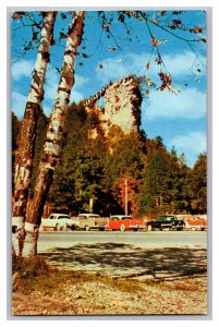 Postcard MI Castle Rock Near St. Ignace Michigan's Upper Peninsula Old Cars